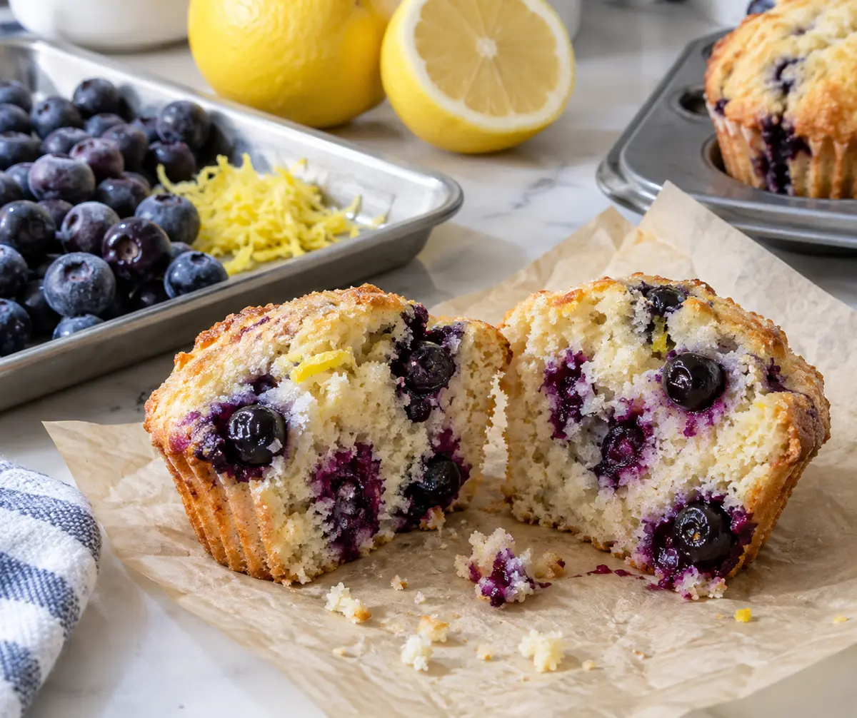Blueberry lemon muffin interior.