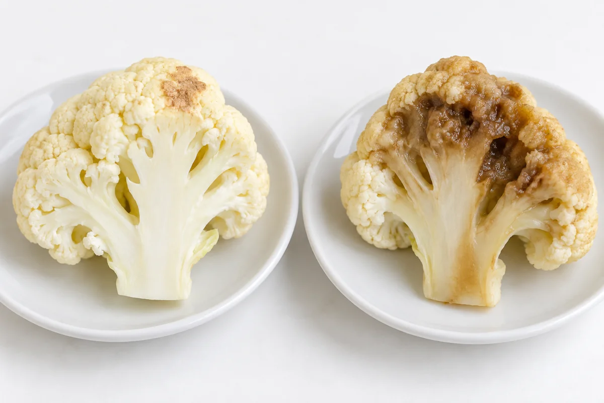 Firm cauliflower tissue with a dry mark compared with wet collapsed tissue